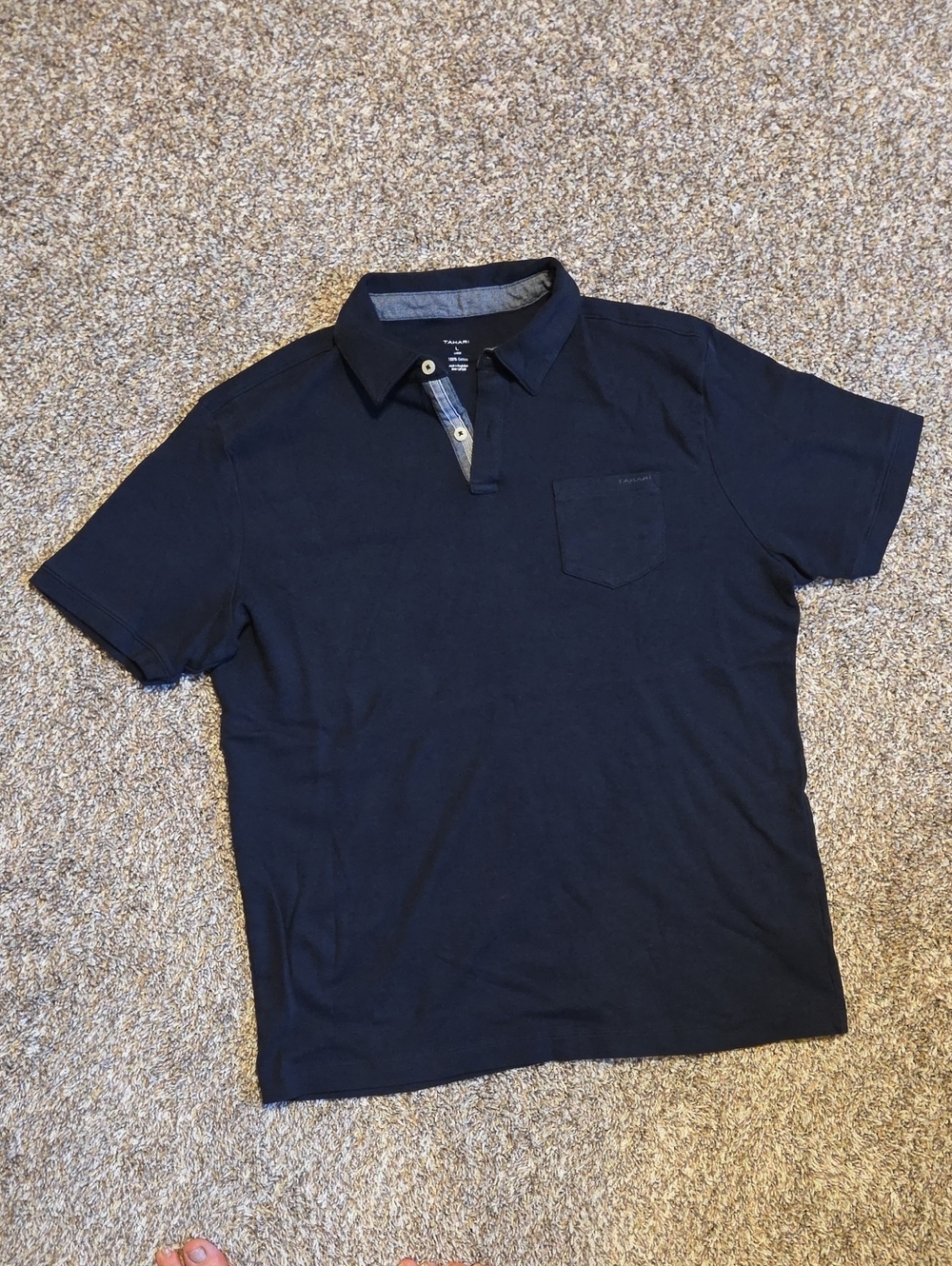 TAHARI Men's Navy 100% Cotton Short-Sleeve Polo Shirt